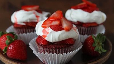 Red Velvet Strawberry Shortcake Cupcakes
