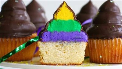 Mardi Gras Hi-Hat Cupcakes