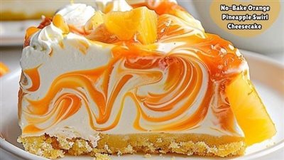 No-Bake Orange Pineapple Swirl Cheesecake 🍊🍍