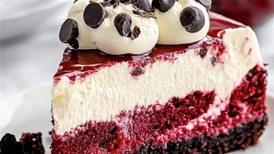 No-Bake Red Velvet Cookie Dough Cheesecake 🍪